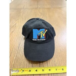 Vintage MTV Logo Dad Hat Black Adjustable Strapback OSFM 90s Retro Style